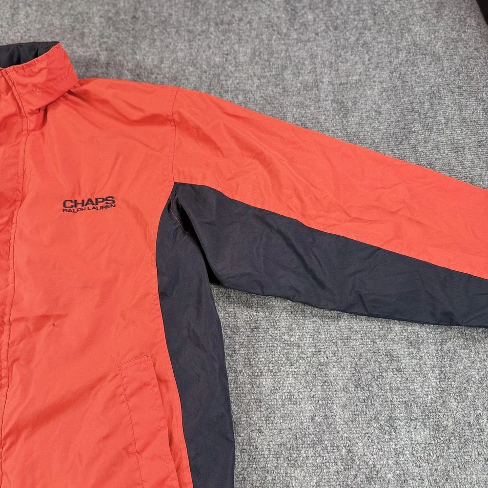 Chaps Ralph Lauren Jacket Mens XL Orange Hooded Windbreaker‎ Outdoor Coat